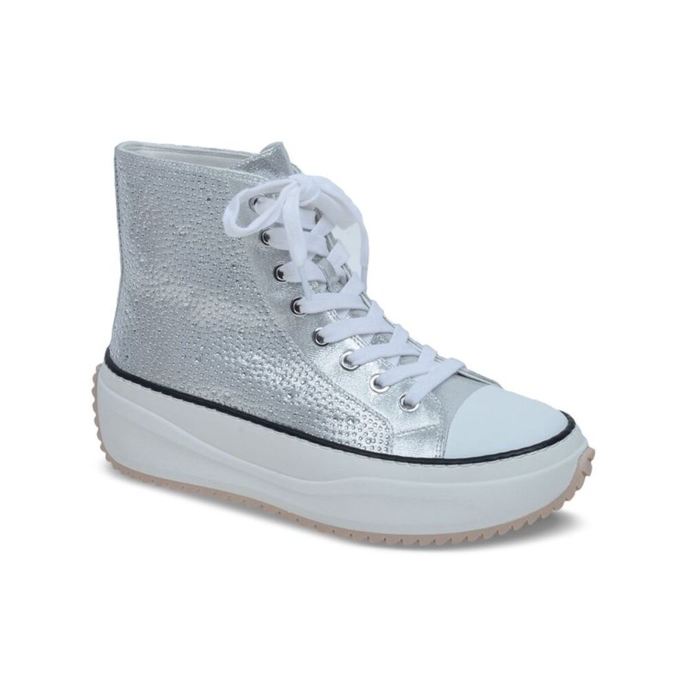 WILD PAIR Womens Silver Treaded Hopefullf Cap Toe Platform Sneakers Shoes 5.5 M